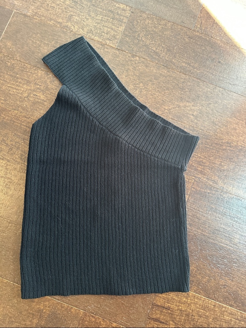 LOFT Black Ribbed one shoulder sweater xxl nwt